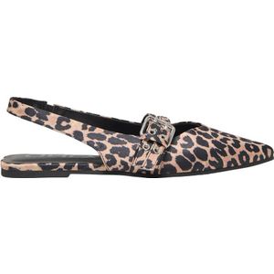 ONLY ONLAURA-5 LEO SLINGBACK BUCKLE BALLERINA slingback loafers met panterprint beige/zwart