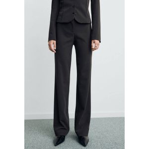 Mango straight high waist broek antraciet