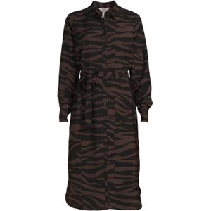 OBJECT blousejurk OBJCIRA met zebraprint en ceintuur bruin/zwart