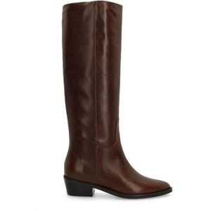 Manfield - Hoge Laarzen - Donkerbruin - Leren