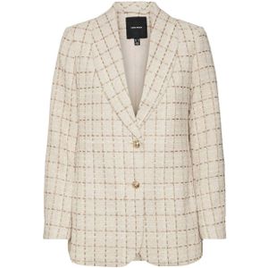 VERO MODA rechtvallende blazer VMMILEY met all over print creme