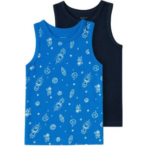 NAME IT MINI hemd NMFTANK TOP - set van 2 blauw/donkerblauw