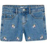 NAME IT KIDS gebloemde regular fit denim short NKFBELLA medium blue denim