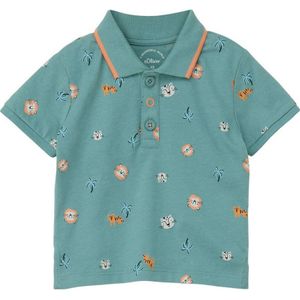 s.Oliver baby polo met all over print petrol groen