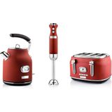 Westinghouse Retro Collections Bundle - Broodrooster XL, Waterkoker, Staafmixer - Cranberry red
