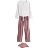 Tommy Hilfiger - Uw0uw06154 - Pyjama - Polyester - Set van Shirt met Lange Mouwen en Slippers