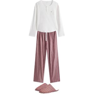 Tommy Hilfiger - Uw0uw06154 - Pyjama - Polyester - Set van Shirt met Lange Mouwen en Slippers