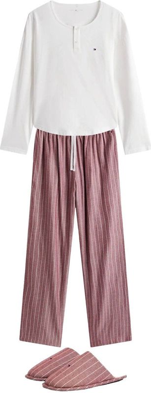 Tommy Hilfiger - Uw0uw06154 - Pyjama - Polyester - Set van Shirt met Lange Mouwen en Slippers