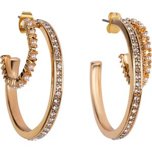 Club Manhattan oorbellen Double Diamant Hoops goudkleurig