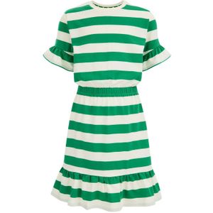WE Fashion gestreepte jurk groen/wit