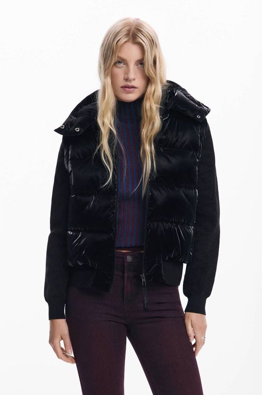 Desigual - Padded_Bubble 25Wwew 32 - Gewatteerde Damesjas - Zwart - Polyester