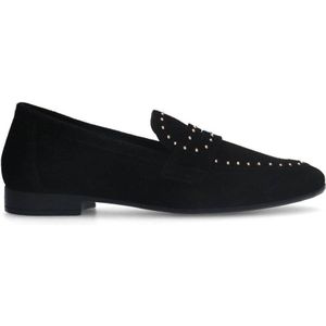 Manfield suède loafers met studs zwart