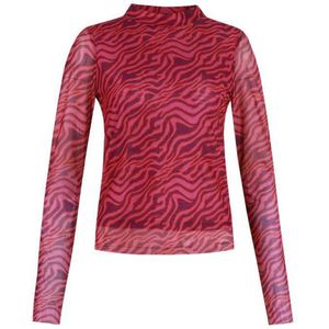 FLURESK semi-transparante mesh top Noe met zebraprint paars/ roze