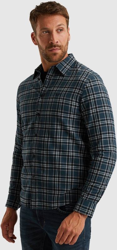 PME Legend Heren overhemd lange mouw blauw (Maat: S) - Ruit