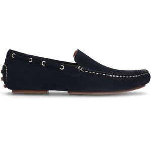 Manfield suède mocassins donkerblauw