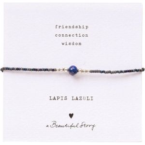 A Beautiful Story armband Iris Card Lapis Lazuli zilverkleurig