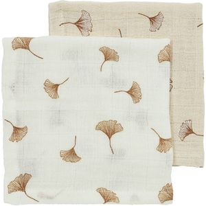 Meyco pre-washed hydrofiel monddoekje Ginkgo - set van 2 offwhite/soft sand