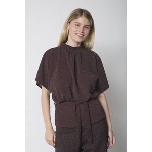 SisterS Point top donkerbruin met glitter