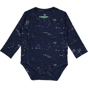 Vingino overslagromper Peri met all over print donkerblauw