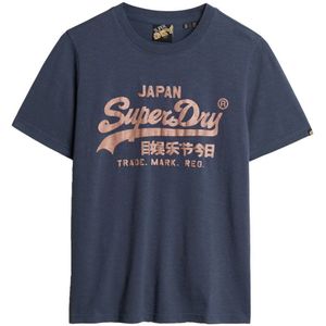 Superdry T-shirt METALLIC VL RELAXED T SHIRT met tekst marine