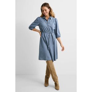 Anytime denim overhemdjurk met strass steentjes blauw