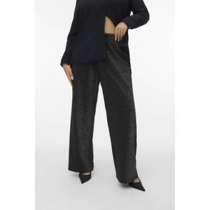 VERO MODA CURVE wide leg high waist casual broek zwart met glitter
