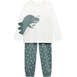 Mango Kids pyjama met dinoprint grijsgroen/wit