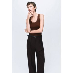 Mango top donkerbruin