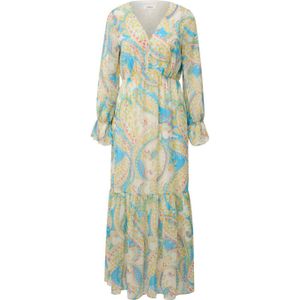s.Oliver BLACK LABEL jurk met paisleyprint en ruches beige/blauw
