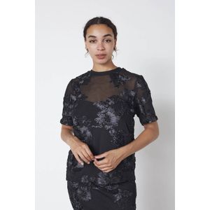SisterS Point gebloemde top zwart
