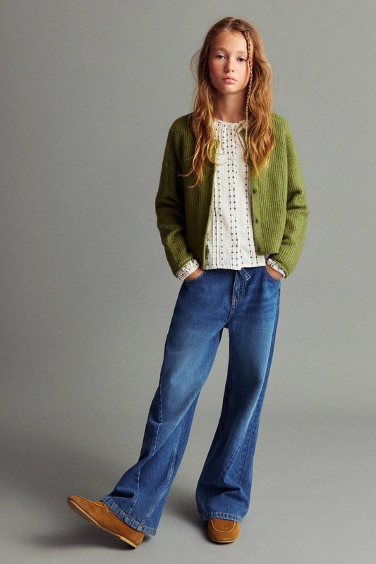 MANGO KIDS - Gebreid Vest - Groen - JANINE