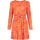 Fifth House jurk Avery met all over print en open detail koraalrood/geel/oranje