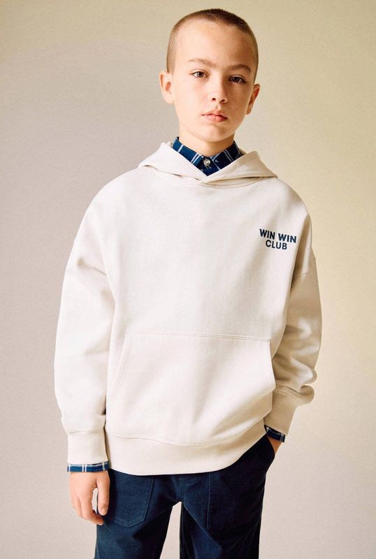 Mango Kids hoodie met backprint ecru