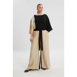 Mat Fashion wide leg regular waist broek zwart