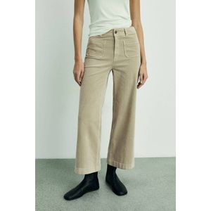 Mango wide leg regular waist cropped broek beige