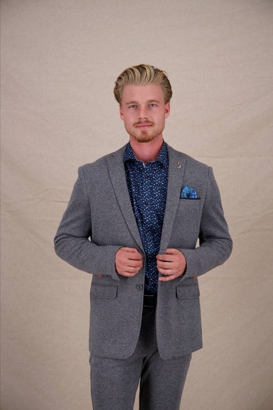 A Fish Named Fred - Colbert - Gemeleerd Grijs - Slim Fit