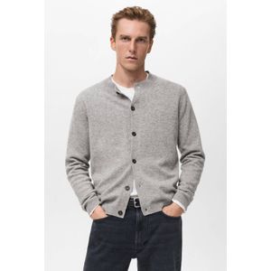 Mango Man vest met wol fijn gebreid grijs