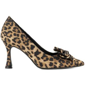 Graceland satijnen pumps met panterprint en strikje beige/zwart