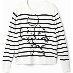 Desigual gestreepte trui met mickey mouse wit/zwart