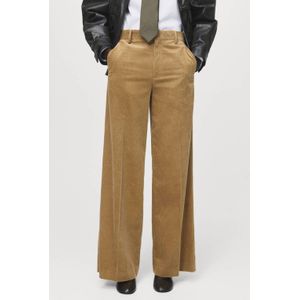Mango corduroy wide leg low waist broek bruin