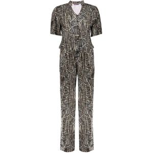 Geisha jumpsuit met all over print zwart/wit