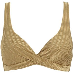 BEACHWAVE voorgevormde push-up bikinitop met ribstructuur goud