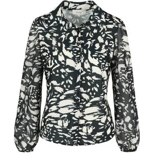 LOLALIZA semi-transparante blouse met all over print ecru/zwart