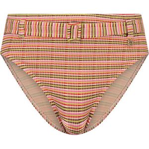 Beachlife high waist bikinibroekje met textuur roze/rood/bruin