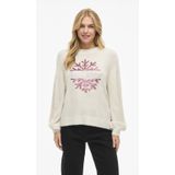 VILA kersttrui ecru met pailletten