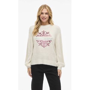 VILA kersttrui ecru met pailletten