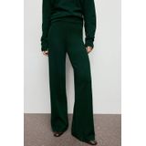 Mango straight regular waist broek donkergroen gebreid