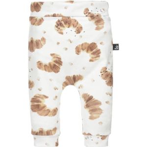 Babystyling baby broek met all over print wit/bruin