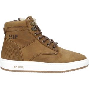 Hip leren sneakers cognac