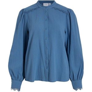 VILA blouse VICLIO met kant blauw